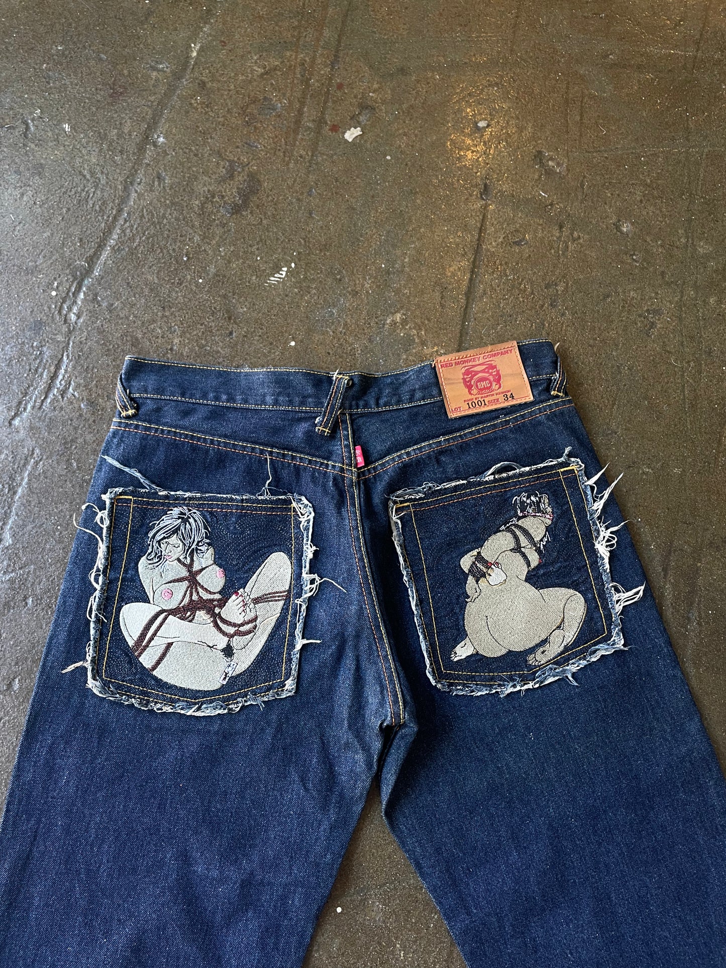 Y2K Red Monkey Jeans (34)