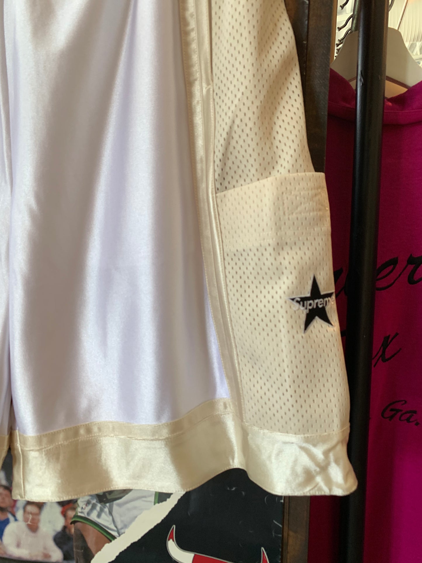 Supreme White Gold Nylon Shorts (L) New