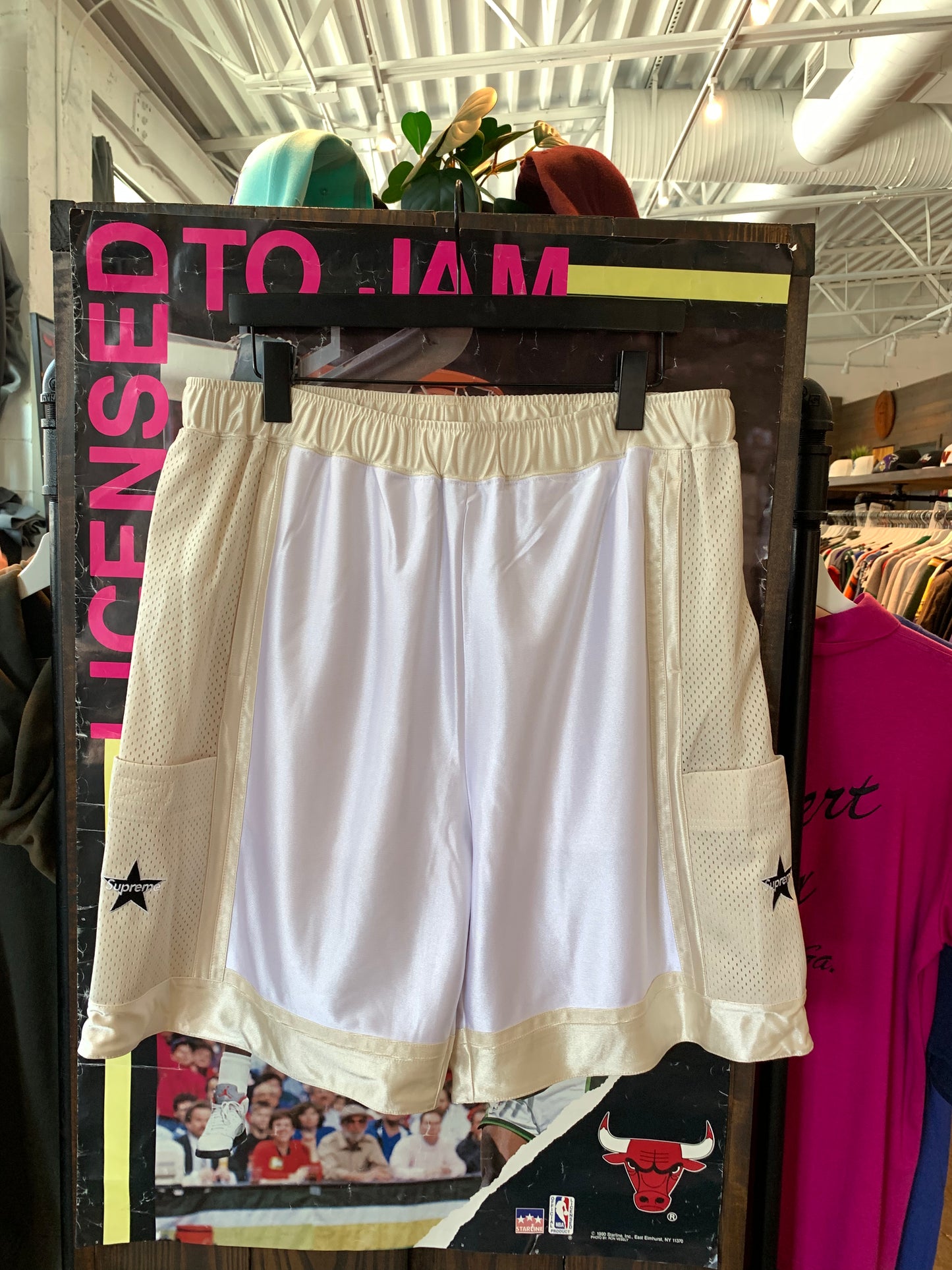 Supreme White Gold Nylon Shorts (L) New