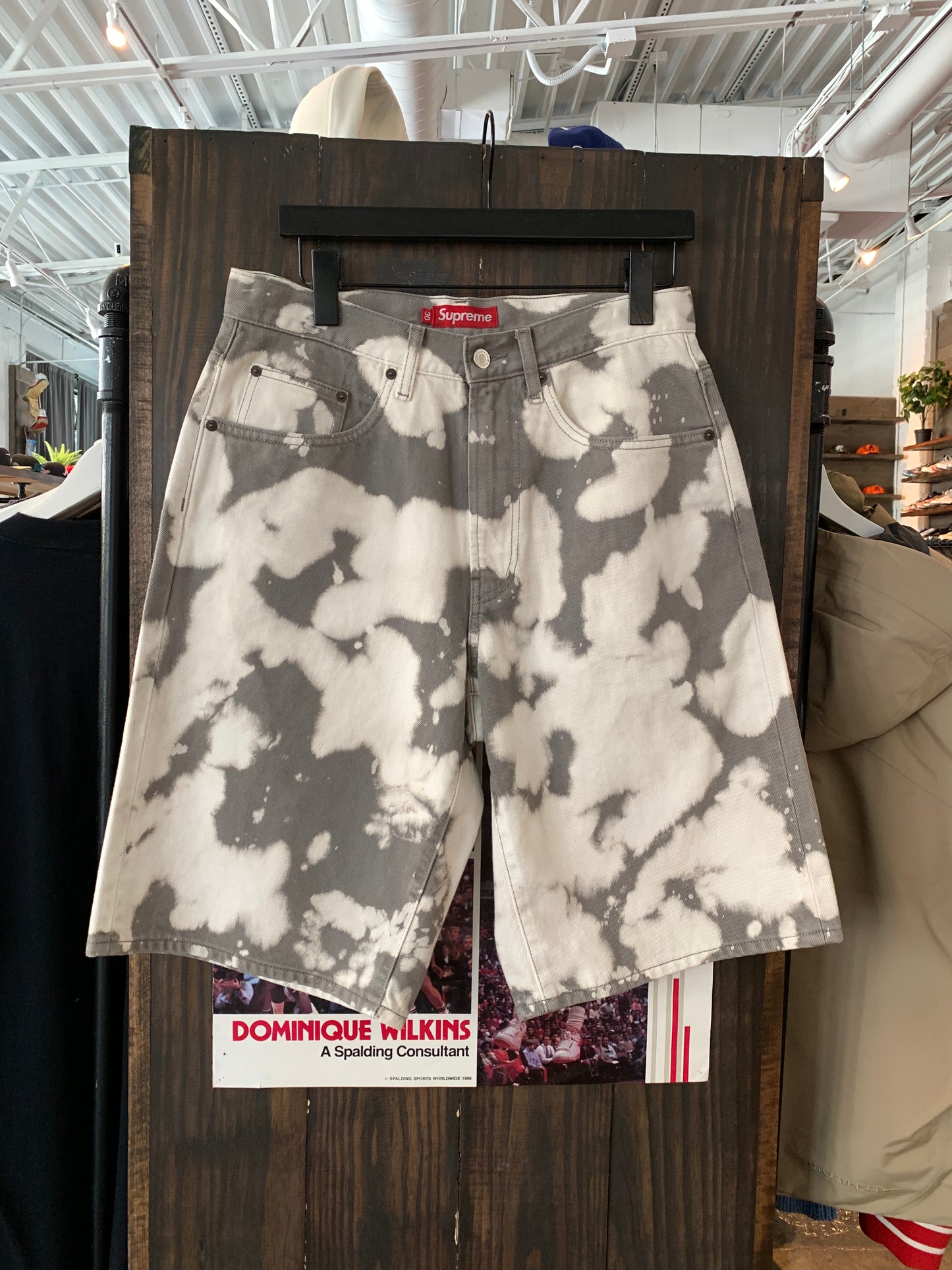 Supreme Bleach Dye Denim Shorts (30) Worn