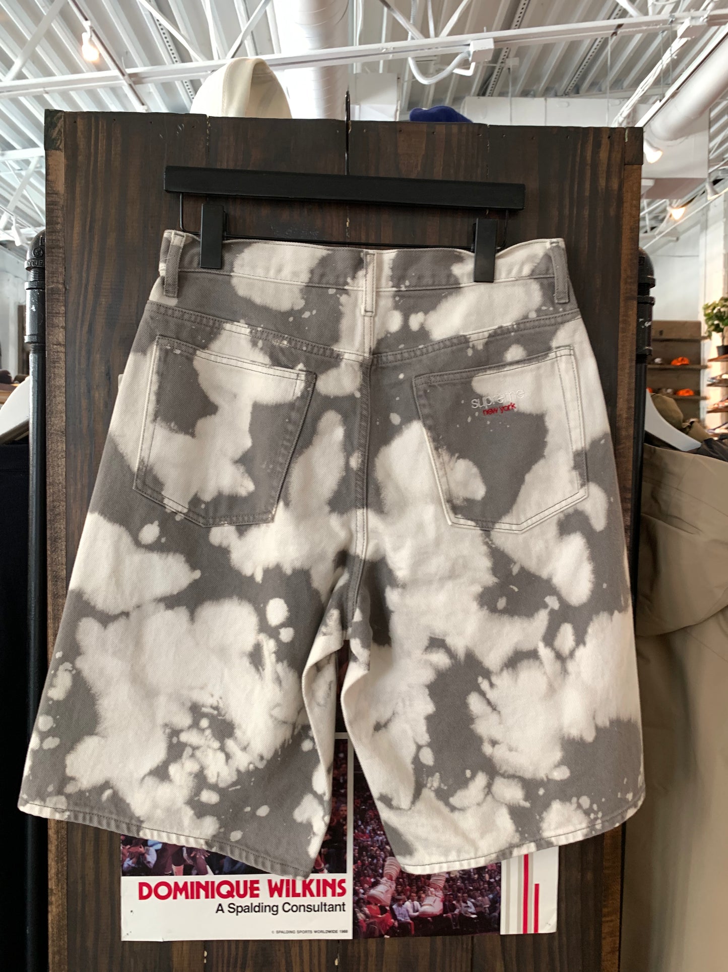 Supreme Bleach Dye Denim Shorts (30) Worn