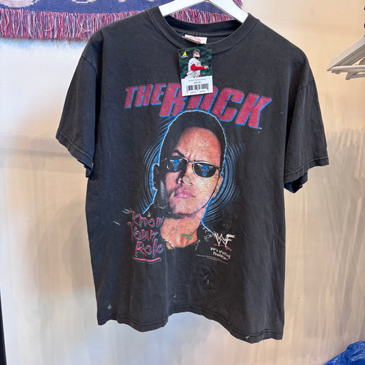 Vtg 90s WWF The Rock Faded Tee (L)