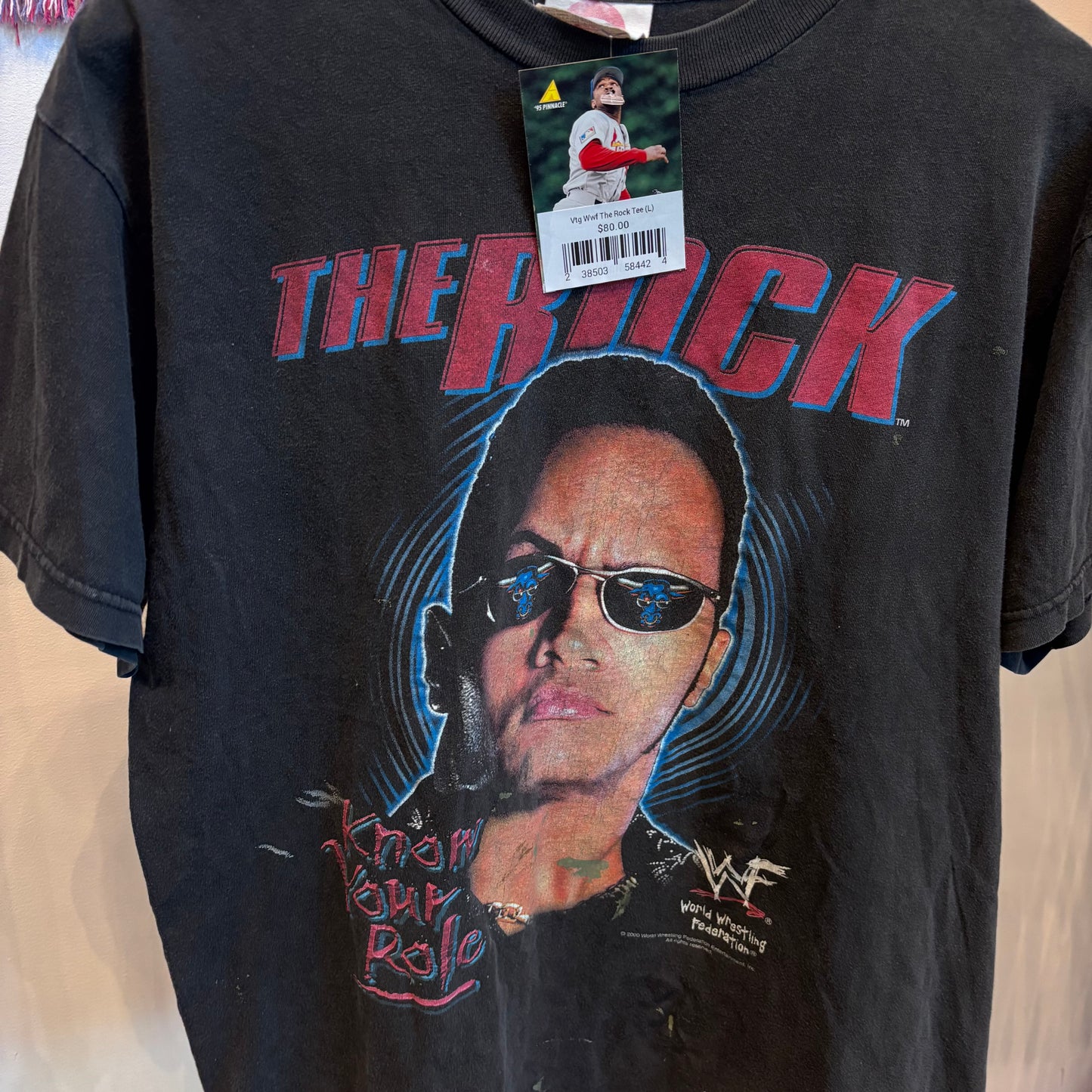 Vtg 90s WWF The Rock Faded Tee (L)