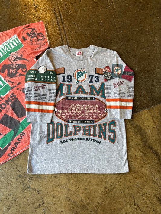 Vtg Dolphins 3/4 Sleeve Tee (L)