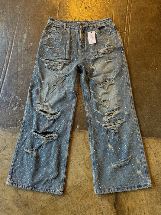 Brand new vale rhinestone denim pants (36)