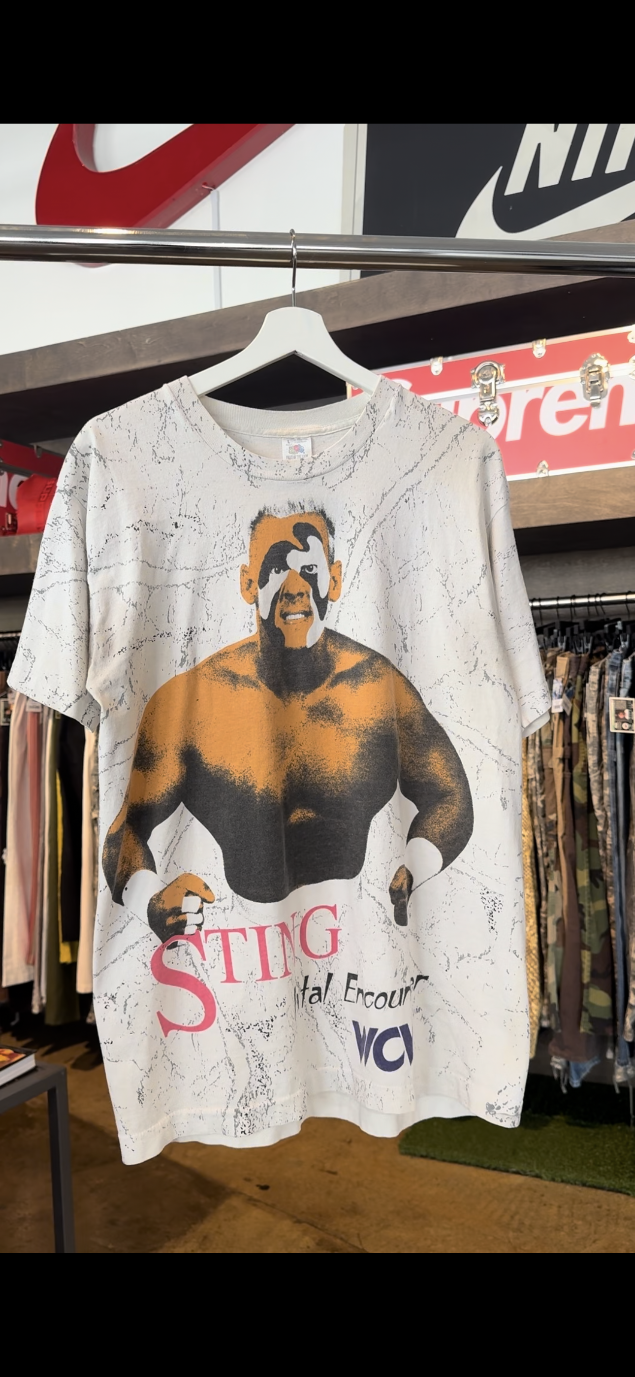 Vtg wcw sting wrestling tee L