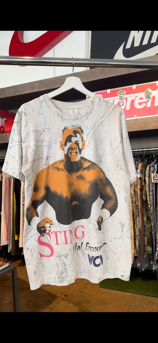 Vtg wcw sting wrestling tee L
