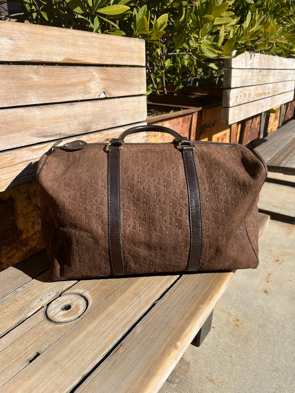 Vtg Dior Suede Duffle Bag